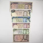 قیمت ست شانه پهن پهلوی، ست اسکناس شانه پهن 5000، 500، 200، 100، 50 و 20 ریالی دوره محمدرضا شاه پهلوی بصورت 6 برگ